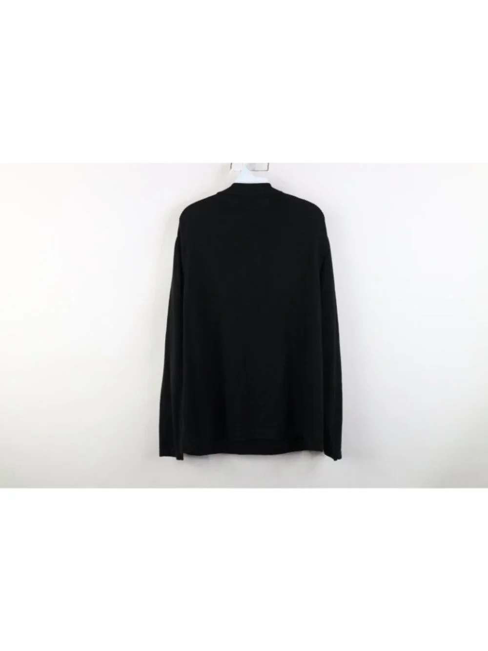 Vintage 90s Streetwear Mens Large Tall Faded Blank Knit Collared Sweater Black